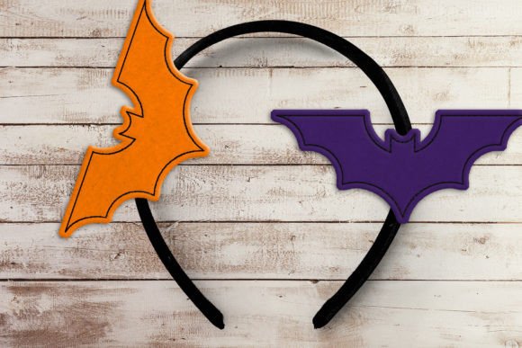 Gothic Bat ITH Headband Slider Applique