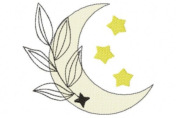 Moon with Flower and Stars