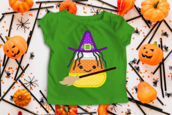 Spooky Candy Corn Witch Applique
